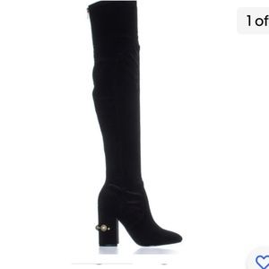 Ivanka black velvet over the knee boots size 6 1/2